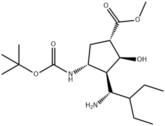(1S,2S,3S,4R)-మిథైల్ 3-((R)-1-aMino-2-ethylbutyl)-4-(tert-butoxycarbonylaMino)-2-hydroxycyclopentanecarboxylate