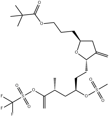 3-(2S,5S)-5-((3R,5R)-5-మిథైల్-3-((మిథైల్సల్ఫోనిల్)oxy)-6-(((ట్రైఫ్లోరోమీథైల్)సల్ఫోనిల్)oxy)hept-6-en-1- yl)-4-మిథైలెనెటెట్రాహైడ్రోఫ్యూరాన్-2-yl)ప్రొపైల్ పివాలేట్
