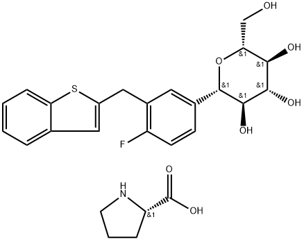 L-ప్రోలిన్ కాంప్డ్. (1S)-1,5-anhydro-1-C-[3-(benzo[b]thien-2-ylmethyl)-4-fluorophenyl]-D-glucitol (1:1)