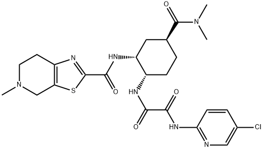 N-(5-క్లోరోపిరిడిన్-2-yl)-N'-[(1S,2R,4S)-4-[(డైమెథైలమినో)కార్బొనిల్]-2-[[(5-మిథైల్-4,5,6,7- టెట్రాహైడ్రోథియాజోలో[5,4-సి]పిరిడిన్-2-యల్)కార్బొనిల్]అమినో]సైక్లోహెక్సిల్]ఇథనేడియమైడ్