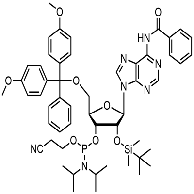 N-Benzoyl-5'-O-(4,4-Dimethoxytrityl)-2'-O-[(tert-butyl)dimethylsilyl]adenosine-3'-(2-cyanoethyl-N,N-diisopropyl)ఫాస్ఫోరమిడైట్